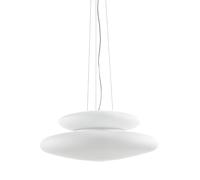SOSPENSIONE PAGODA D.60CM 5+2 LUCI ATTACCO E27 ALTEZZA 25CM MAX 100CM CROMO E BIANCO