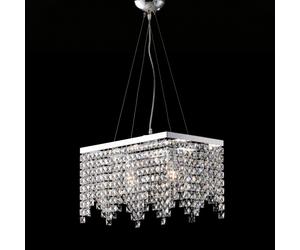 Sospensione Penelope in Ottone e Ferro Cromato 2 Luci con Strass 48x30xH28 cm, Cromo Lucido, 2xE27 - 55 Watt Max