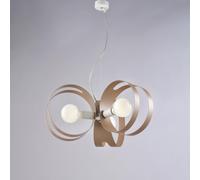 Sospensione Peter Ø48xH.30 - MAX 130 cm, Bianco Tortora, Ferro Laccato con Fasce Tagliate a Laser, 3 X E27 - 55 Watt Max