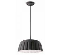 Sospensione Grande Vintage Decò Madame Gres Ceramica Grigio Nerastro 1 Luce E27