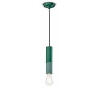 Sospensione Piccola Vintage Decò Pi Ceramica Verde Bottiglia 1 Luce E27