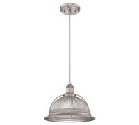 Sospensione Retro Nichel Spazzolato E Geriffeltes Trasparente Con 1 Lampada E27