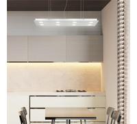 Sospensione rettangolare da soffitto in metacrilato 8 Luci 8 luci disposte in due file DOMINO 120x35xh6,5 cm bicolore bianco trasparente cromo