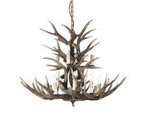 Sospensione Rustica-Country Chalet Metallo Beige 12 Luci E14