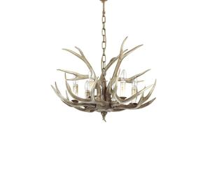 Sospensione Rustica-Country Chalet Metallo Beige 6 Luci E14