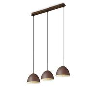 Sospensione Rustica-Country Folk Metallo Corten Ruggine 3 Luci E27