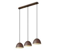 Sospensione Rustica-Country Folk Metallo Corten Ruggine 3 Luci E27