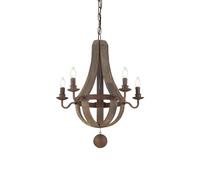 Sospensione Rustica-Country Millennium Legno Marrone 5 Luci E14