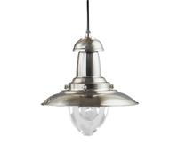 Sospensione Rustico-Country Fisher Man Acciaio Argento Vetro 1 Luce E27