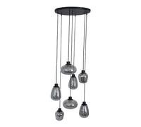 Sospensione Sala da Pranzo Vetro Metallo Nero Grigio Fumo Ø50 CM Pendelleuchte