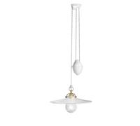 Sospensione Saliscendi Classico Asti Ferro E Ceramica Ottone Decorato 1 Luce E27