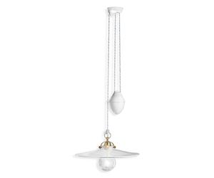 Sospensione Saliscendi Classico Asti Ferro E Ceramica Ottone Decorato 1 Luce E27