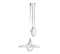 Sospensione Saliscendi Classico L'Aquila Metallo E Ceramica Ottone 1 Luce E27