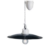 Sospensione Saliscendi Classico Potenza Ferro E Ceramica Nero 35Cm 1 Luce E27