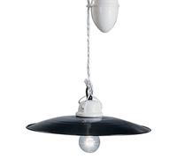 Sospensione Saliscendi Classico Potenza Ferro E Ceramica Nero 35Cm 1 Luce E27