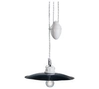 Sospensione Saliscendi Classico Potenza Ferro E Ceramica Nero Lucida 1 Luce E27