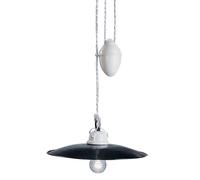 Sospensione Saliscendi Classico Potenza Ferro E Ceramica Nero Lucida 1 Luce E27