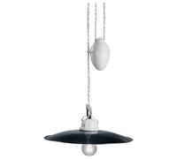 Sospensione Saliscendi Classico Potenza Ferro E Ceramica Nero Lucida 1 Luce E27