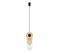Sospensione Soggiorno Legno Vetro Metallo G9 Tondo Ø16 CM Pendelleuchte Blendarm