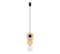 Sospensione Soggiorno Legno Vetro Metallo G9 Tondo Ø16 CM Pendelleuchte Blendarm