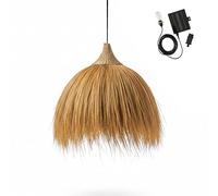 Sospensione solare MASAI SOLAR in erba marina e paglia con cavo ibrido di rete e solare 5 m di lunghezza