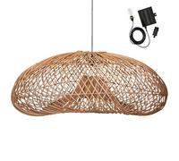 Sospensione solare SEVIA SOLAR in rattan naturale con cavo ibrido di rete e solare 5 m di lunghezza