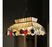 Sospensione Tiffany In Vetro Decorato Multicolor Con Catena