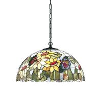 Sospensione Tiffany In Vetro Multicolor Con Catena D.45 Cm