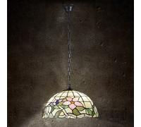 Sospensione Tiffany In Vetro Multicolor Con Catena D.50 Cm