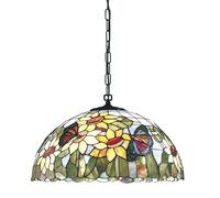 Sospensione Tiffany In Vetro Multicolor Con Catena D.55 Cm