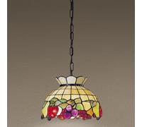 Sospensione Tiffany Vetro Multicolor Con Catena D.30 Cm