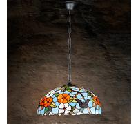 Sospensione Tiffany Vetro Multicolor Con Catena D.40 Cm