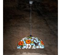 Sospensione Tiffany Vetro Multicolor Con Catena D.50 Cm