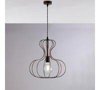 Sospensione Titty in ferro laccato nero con decorazione rame 1 luce , altezza 40 Cm, Cavo allungabile fino a 110 Cm, larghezza 35 Cm Nero