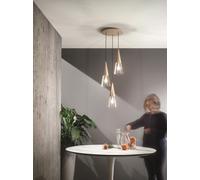 SOSPENSIONE TRENTO 3 LUCI ORO E TRASPARENTE ATTACCO E 14 BASE TONDA D.35CM