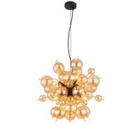 Lampadario Sospeso Lampada Da Soffitto Lampada Da Pranzo Vetro Ambra Oro D 55 Cm [EEK: Inaditato]
