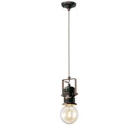 Lampadario Industrial Urban Ferro E Ceramica Vintage Nero 1 Luce E27 19Cm