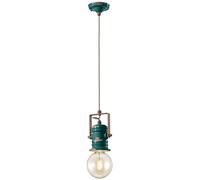 Lampadario Industrial Minimal Urban Ferro E Ceramica Vintage Verde 1 Luce E27