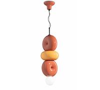 Sospensione Vintage Decò Bumbum 3 Elementi Ceramica Gialla E Arancio 1 Luce E27