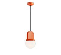 Sospensione Vintage Decò Habea Ceramica Arancio Volpe 1 Luce E27