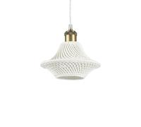 Sospensione Vintage-Decò Lugano Metallo Bianco 1 Luce E27 D21Cm
