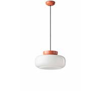 Sospensione Vintage Decò Maracana Vetro-Ceramica Bianco-Arancio 1 Luce E27