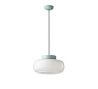 Sospensione Vintage Decò Maracana Vetro-Ceramica Bianco-Azzurro 1 Luce E27