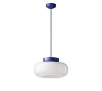 Sospensione Vintage Decò Maracana Vetro-Ceramica Bianco-Blu Robot 1 Luce E27