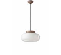 Sospensione Vintage Decò Maracana Ceramica-Vetro Bianco-Marrone 1 Luce E27