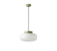 Sospensione Vintage Decò Maracana Vetro-Ceramica Bianco Verde Salvia 1 Luce E27