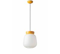 Sospensione Vintage Piccola Decò Corcovado Ceramica-Vetro Bianco-Giallo E27
