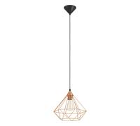 Sospensione Vintage Tarbes Grande Policarbonato Nero Rame 1 Luce E27