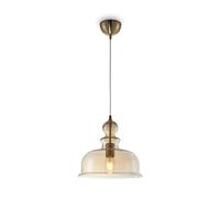 Sospensione Vintage Tone Metallo Bronzo 1 Luce Diffusore Ambra