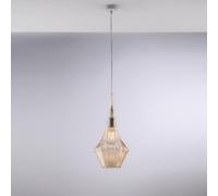 Sospensione Zeus Ø20xH50-150 cm, Ambra, Ferro con Vetro Pyrex